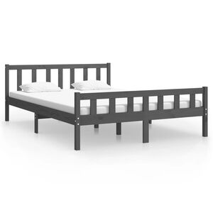 vidaXL Estrutura de cama 120x200 cm madeira maci&ccedil;a cinzento
