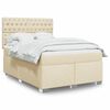 vidaXL Cama com molas/colch&atilde;o 140x190 cm tecido cor creme