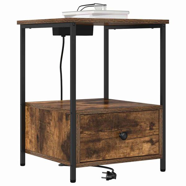 vidaXL Arm&aacute;rio de Cabeceira Carvalho Defumado 42 x 41 x 56 cm