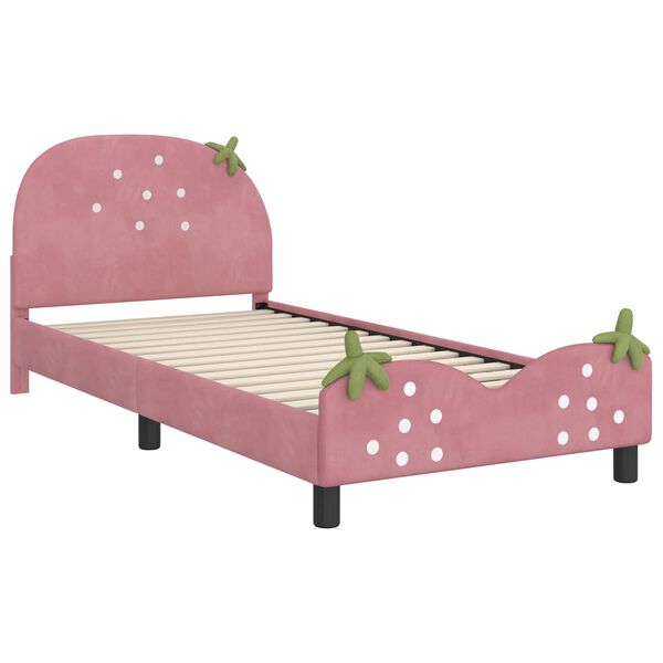vidaXL Estrutura de Cama Infantil com Cabeceira Rosa 80 x 200 cm