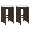vidaXL Bancos de bar para jardim com almofad&otilde;es 2 pcs vime PE castanho