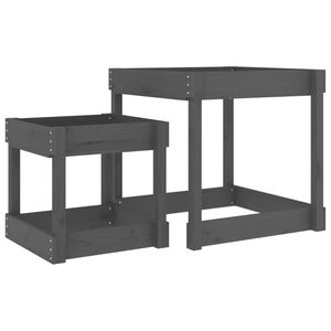 vidaXL Mesas de areia 2 pcs madeira de pinho maci&ccedil;a cinzento