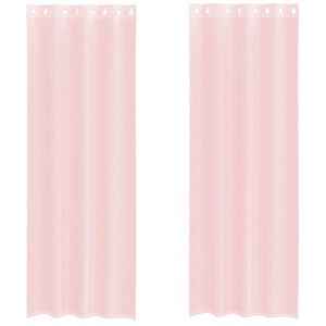 vidaXL Cortinas de voile com ilh&oacute;s 2 pcs rosa-claro 140x300 cm
