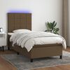 vidaXL Cama box spring c/ colch&atilde;o/LED 90x190 cm tecido castanho-escuro