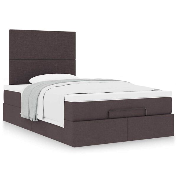 vidaXL Estrutura de cama otomana com colch&atilde;o 120x190cm castanho escuro