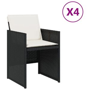 vidaXL Cadeiras de jardim com almofad&otilde;es 4 pcs vime PE preto