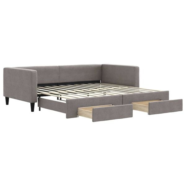 vidaXL Sof&aacute;-cama c/ gavet&atilde;o/gavetas 100x200cm tecido cinza-acastanhado