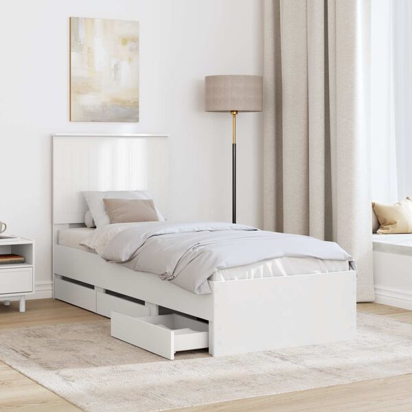 vidaXL Estrutura da Cama Branco 75 x 190 cm Madeira de Engenharia