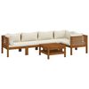 vidaXL 6 pcs conjunto lounge jardim c/ almofad&otilde;es creme ac&aacute;cia maci&ccedil;a