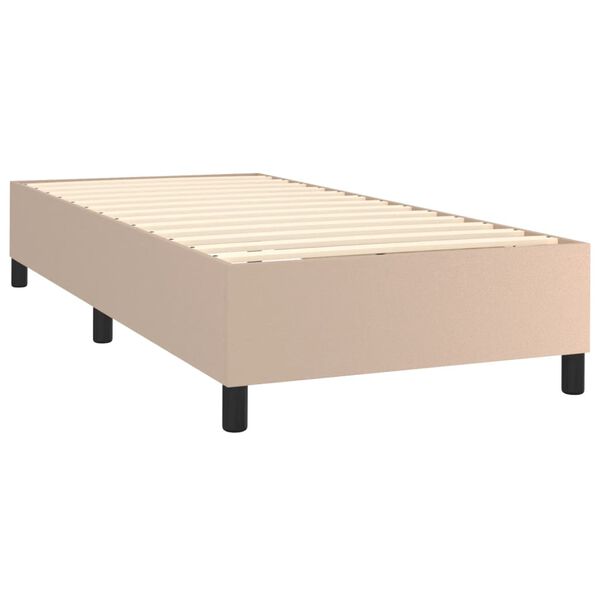 vidaXL Estrutura de cama com molas 100x200 cm couro artificial cappuccino
