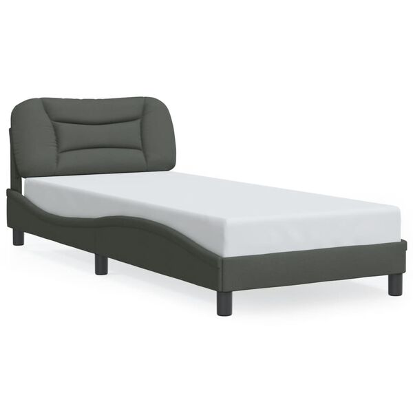 vidaXL Estrutura de cama sem colchão Hvar 80x200 cm tecido cinzento-escuro