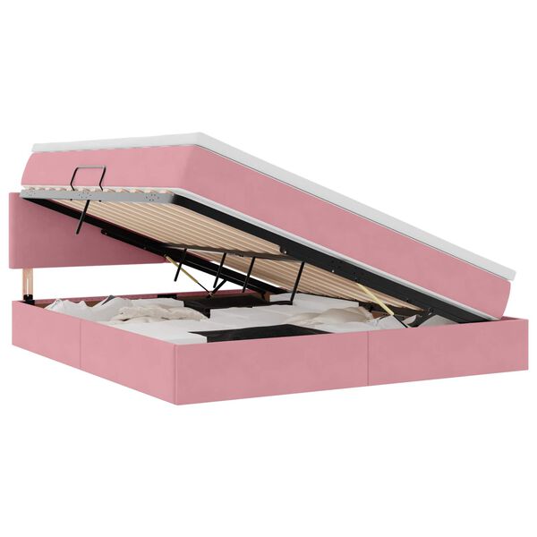 vidaXL Cama com arruma&ccedil;&atilde;o e LED com colch&atilde;o Rosa 180 x 200 cm Veludo