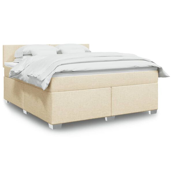 vidaXL Cama com molas/colch&atilde;o 180x200 cm tecido cor creme