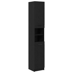 vidaXL Arm&aacute;rio de Banheiro com porta Carvalho preto 32 x 34 x 188,5 cm