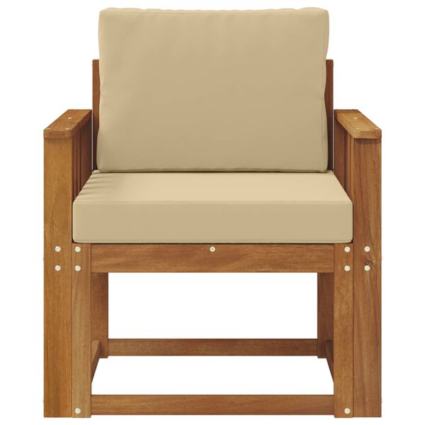 vidaXL Sof&aacute; exterior Madeira de Ac&aacute;cia maci&ccedil;a e Poli&eacute;ster Natural