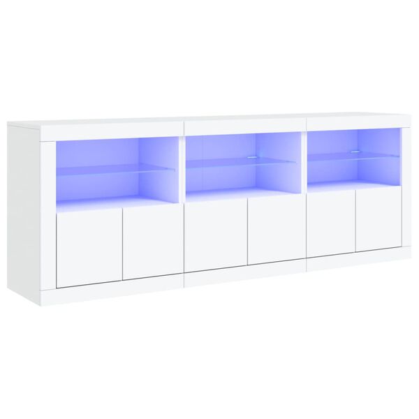 vidaXL Aparador com luzes LED 181,5x37x67 cm branco