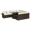 vidaXL 11 pcs conjunto sof&aacute;s de jardim c/ almofad&otilde;es vime PE castanho