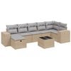 vidaXL 8 pcs conj. sof&aacute;s jardim c/ almofad&otilde;es vime PE bege misturado