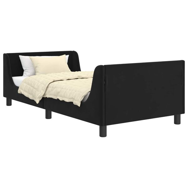 vidaXL Estrutura de Cama Infantil com Cabeceira Preto 90 x 190 cm