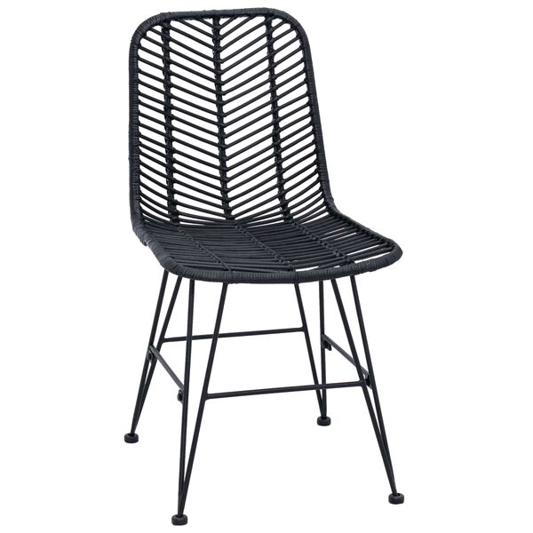 vidaXL Cadeira de jantar 2 pcs Preto 44 x 47 x 85 cm Rattan e Ferro