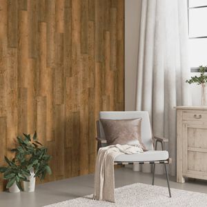 vidaXL Painel de parede c/ aspeto de madeira 4,12 m&sup2; PVC castanho
