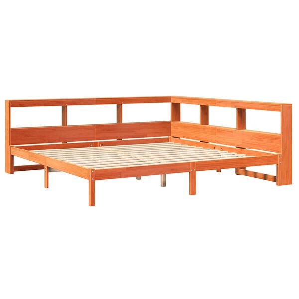 vidaXL Cama com estante sem colch&atilde;o 180x200 cm pinho maci&ccedil;o