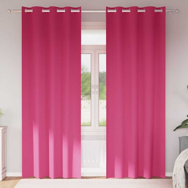 vidaXL Cortinas Blackout com Argolas 2 pcs Rosa Brilhante 225 x 140 cm
