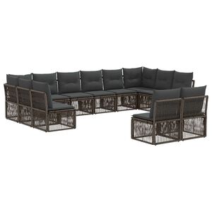vidaXL Conjunto de Sof&aacute; de Jardim 12 pcs Cinzento vime PE
