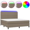 vidaXL Cama box spring colch&atilde;o/LED 160x200 cm tecido cinza-acastanhado