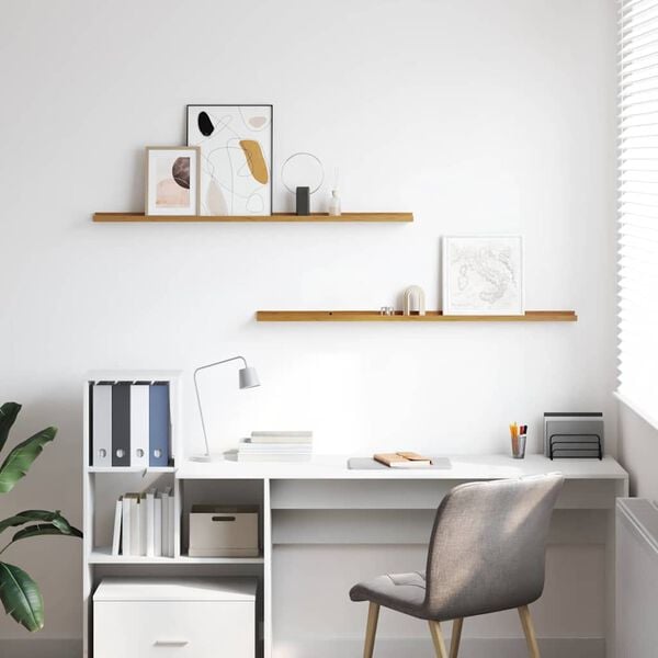 vidaXL Prateleira de Parede com prateleira 2 pcs Bege 115 x 9 x 3 cm