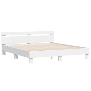 vidaXL Estrutura cama c/ cabeceira 180x200 cm derivados madeira branco