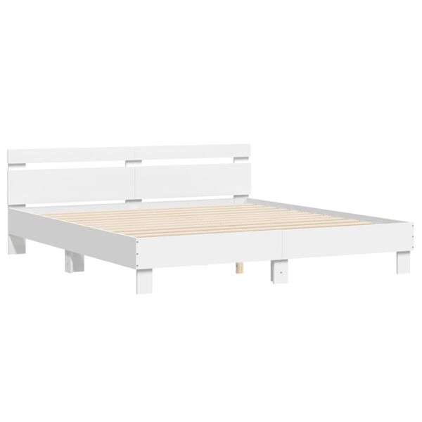 vidaXL Estrutura cama c/ cabeceira 180x200 cm derivados madeira branco