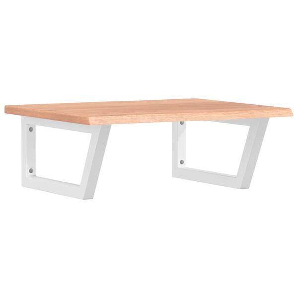 vidaXL Prateleira de parede p/ lavat&oacute;rio a&ccedil;o/madeira carvalho maci&ccedil;a