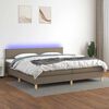 vidaXL Cama box spring colch&atilde;o/LED 200x200cm tecido cinza-acastanhado