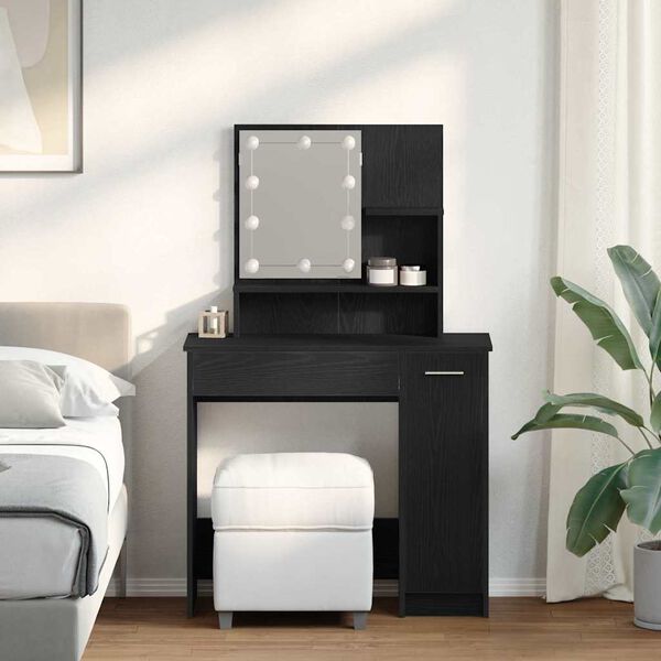 vidaXL Mesa de vestir com gaveta Carvalho preto 86.5 x 35 x 136 cm