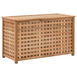 vidaXL Arca p/ roupa suja 77,5x37,5x46,5 cm madeira nogueira maci&ccedil;a