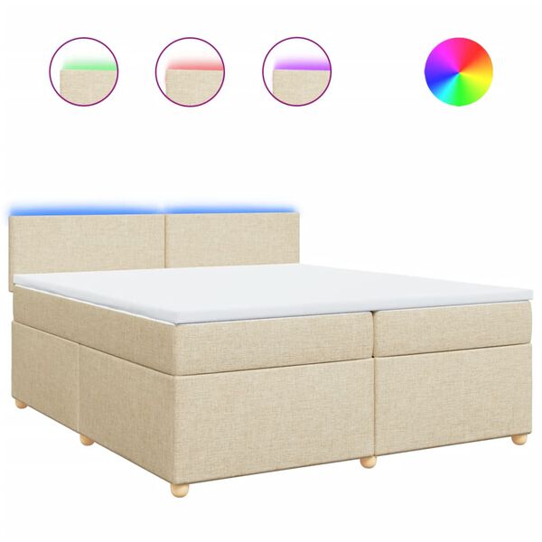 vidaXL Cama com molas/colch&atilde;o 200x200 cm tecido cor creme