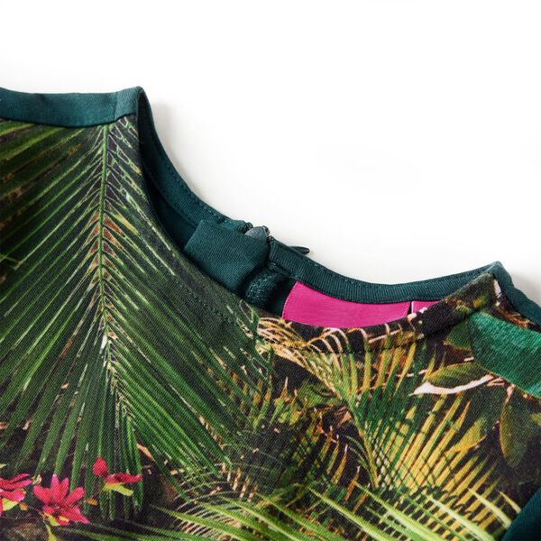Vestido de manga comprida para crian&ccedil;a verde-escuro 92