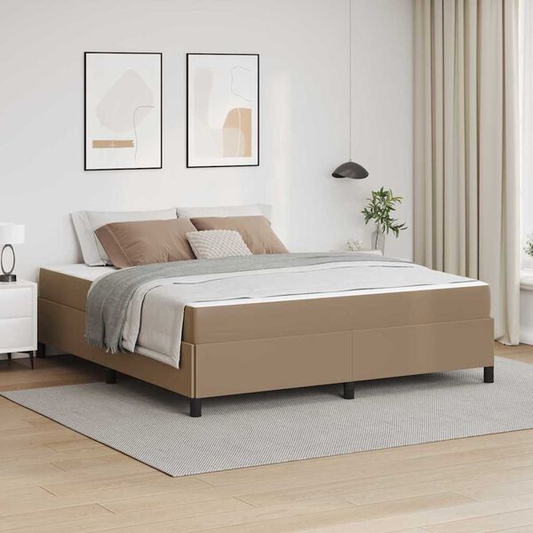 vidaXL Estrutura da Cama com colch&atilde;o Cappuccino 180 x 200 cm tecido