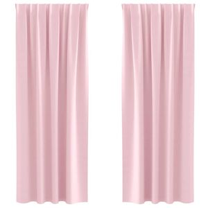 vidaXL Cortinas Blackout com Argolas 2 pcs Rosa beb&eacute; 245 x 140 cm