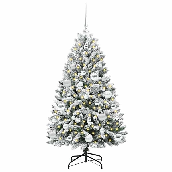 vidaXL &Aacute;rvore de Natal Artificial Verde e Branco 120 cm PVC e Metal