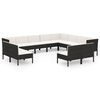 vidaXL 12 pcs conjunto lounge de jardim c/ almofad&otilde;es vime PE preto