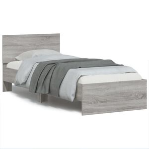 vidaXL Estrutura de cama c/ cabeceira derivados madeira cinza sonoma