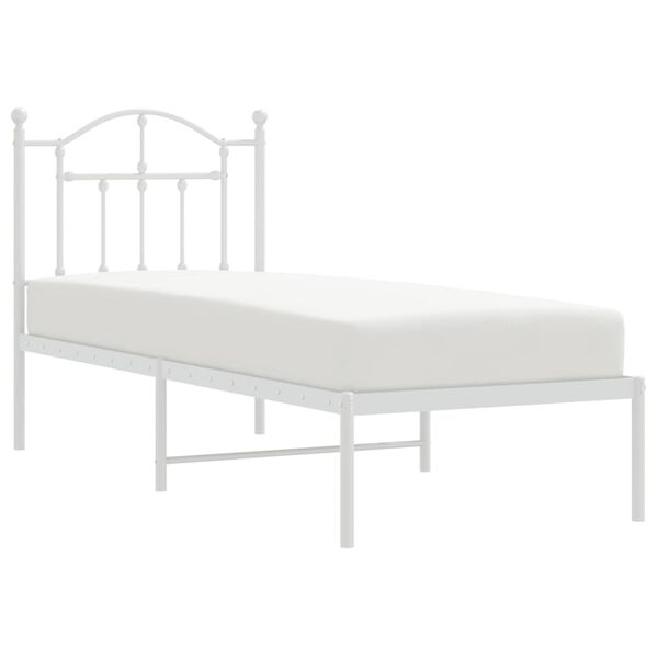 vidaXL Estrutura de cama sem colch&atilde;o com cabeceira 75x190 cm branco