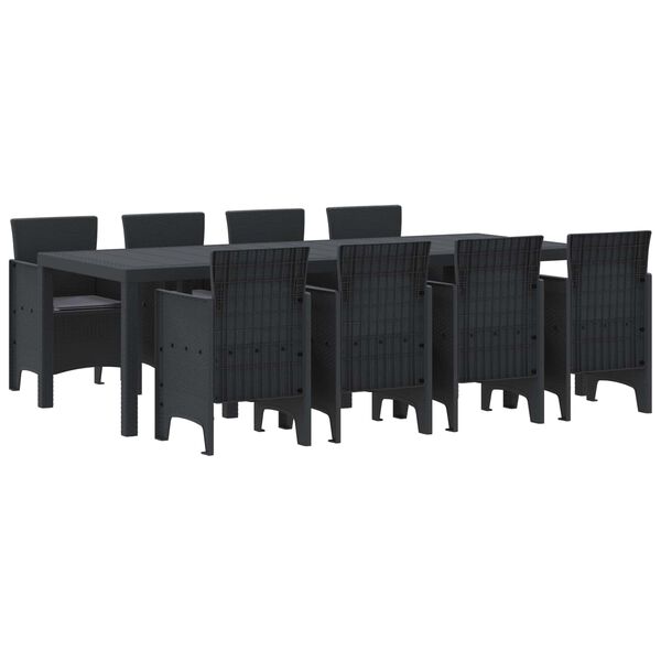 vidaXL Conjunto de Jantar para Jardim 9 pcs Antracite Rattan Polt