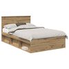 vidaXL Estrutura da Cama com cabeceira Carvalho Artesanal 135 x 190 cm