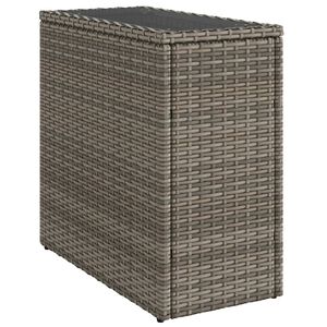 vidaXL Mesa de apoio jardim c/ tampo vidro 58x27,5x55 cm vime PE cinza