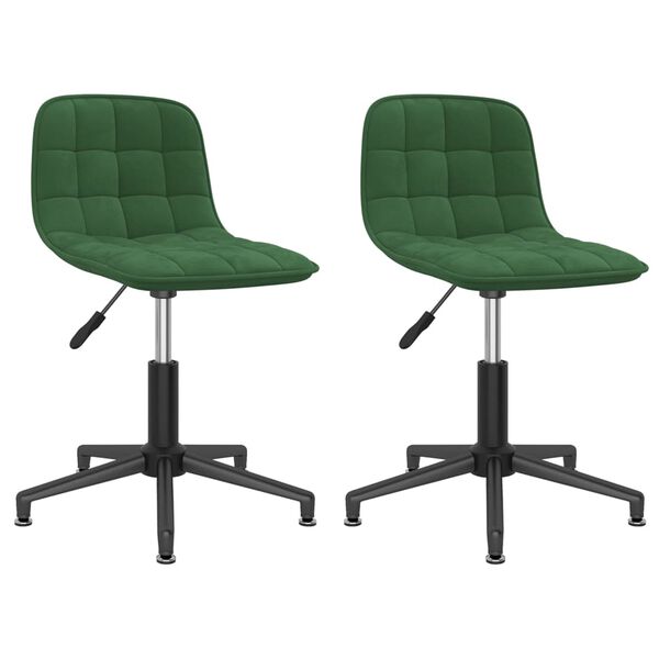 vidaXL Cadeiras de jantar giratorias 2 pcs veludo verde-escuro