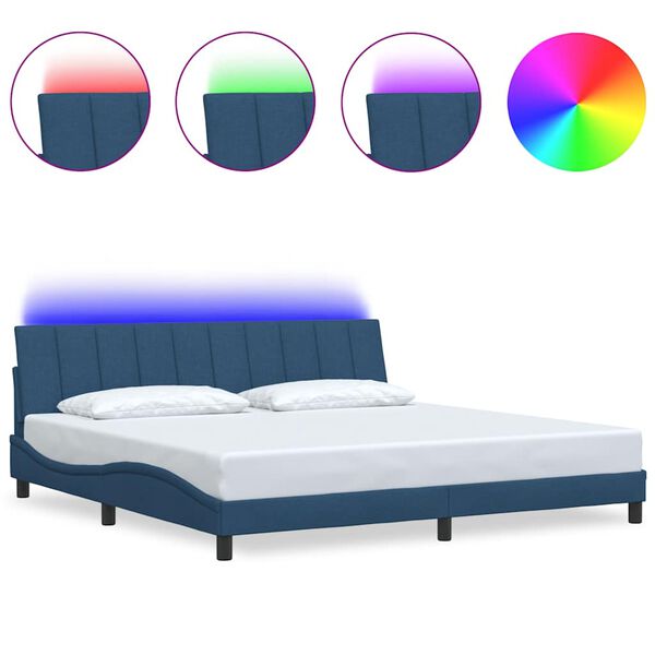vidaXL Estrutura de cama sem colch&atilde;o Hanko 200x200 cm tecido azul