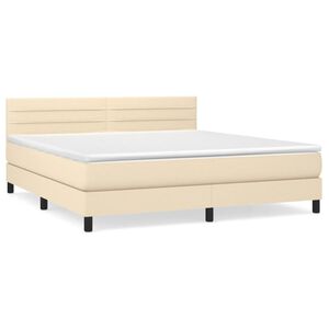 vidaXL Cama com molas/colch&atilde;o 160x200 cm tecido cor creme